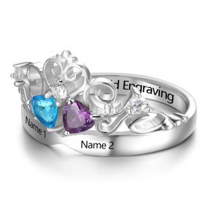 Birthstone Ring, Sterling Silver Personalized Engravable Ring JEWJORI102878